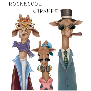 Rock and Cool style giraffe wall stickers with creative fashion illustrations for home decor
