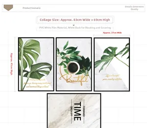 Détail stickers muraux Monstera en PVC dimensions 83x69cm pour déco intérieure