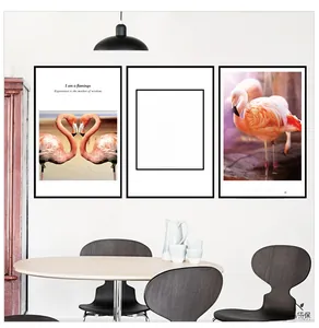 Detailed triptych set featuring pink flamingos and inspirational quotes for home wall decor