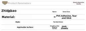 Detailed specifications table for waterproof PVC Santa Claus wall decals with usage guide