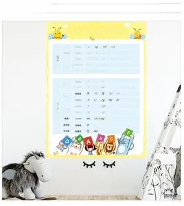Detailed educational phonetic chart with colorful cartoons for kids on a clean nursery wall