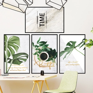 Set de tableaux muraux nordiques plantes tropicales et cadres noirs pour salon moderne