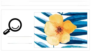 Gros plan sur des fleurs aquarelles et feuilles bleues de stickers muraux tropicaux