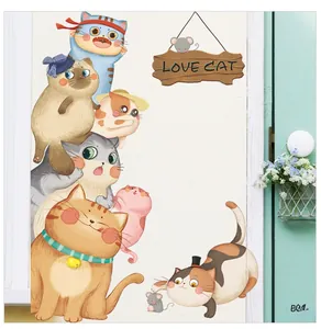 Detailed view of self-adhesive cartoon cat wall stickers for children bedroom decoration