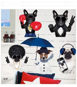 Detailed views of funny cartoon dog wall stickers with creative anthropomorphic designs