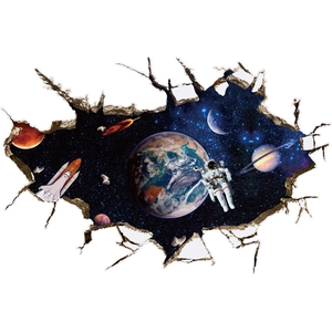 3D outer space wall decal with astronaut and planets for kids room decor