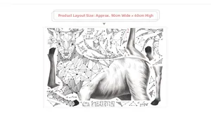 Detailed layout of modern geometric deer wall sticker with 90x60cm dimensions