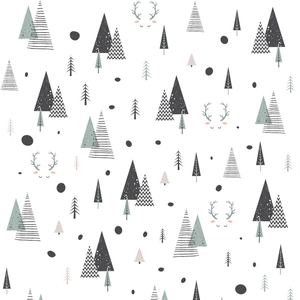 Sticker mural scandinave avec motifs de rennes et de pins dans les tons Morandi