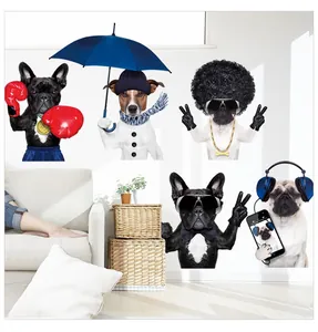 Close-up of funny anthropomorphic dog wall stickers with waterproof PVC material