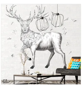 Artistic wall sticker featuring geometric deer head design and Let Dreams Fly quote