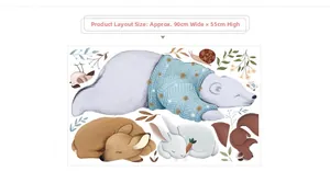 Detail of 90x55cm cartoon wall stickers featuring polar bear, deer, and rabbit motifs