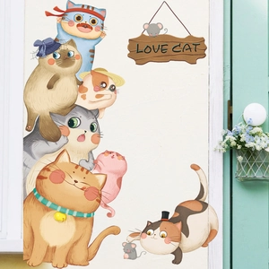Self-adhesive cute cartoon cat wall decals with Love Cat sign for children's room decoration