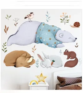 Cartoon polar bear and deer wall stickers set for cozy children room decoration