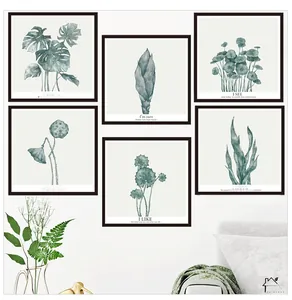 Lot de 6 cadres muraux minimalistes monstera avec citations de motivation sur mur blanc