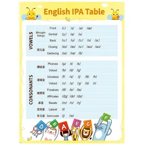 Educational IPA phonetic alphabet wall sticker with cute animals for children learning