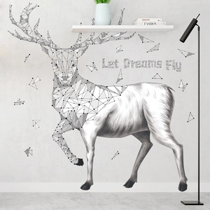 Modern Geometric Deer Wall Sticker With Let Dreams Fly Quote Minimalist PVC Waterproof Decal For Living Room Bedroom Decor