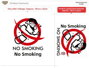 Detail of 18x22cm No Smoking sign sticker with red slash symbol and cartoon design