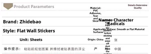 Educational wall sticker product specifications for learning Chinese radicals and kanji