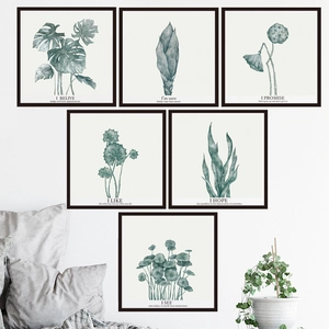 Stickers Muraux Plante Monstera Nordique PVC Feuille Botanique Minimaliste Décalcomanies Décoratives Pour Salon Chambre