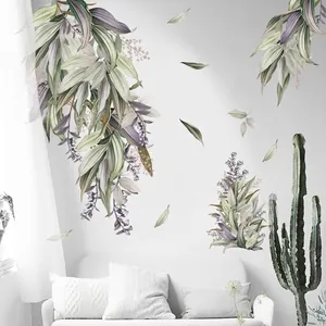 Nordic Style Green Leaves Plant Wall Stickers PVC Waterproof Self-Adhesive Wall Decal For Living Room Bedroom Home Decor