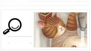 Detail of waterproof toilet sticker with sleeping orange cat illustration on a smooth surface