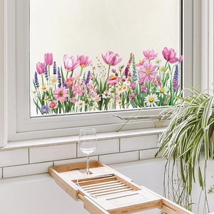 Stickers muraux autocollants de tulipes et fleurs sauvages style nordique chic
