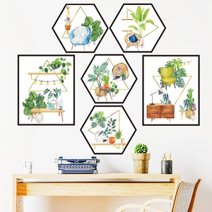 Nordic tropical plant wall stickers set with monstera and watercolor greenery designs
