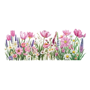 Stickers muraux tulipes et fleurs pour décoration de plinthes style jardin nordique