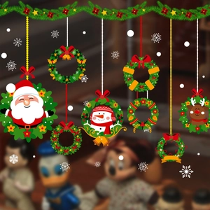 Set decorazioni natalizie con Babbo Natale, pupazzo di neve e alce in ghirlande