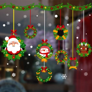Adesivi natalizi per finestre con Babbo Natale e pupazzi di neve per decoro festivo