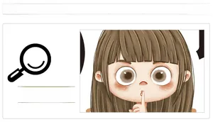 Close-up of a cartoon girl sticker showing a quiet gesture for classroom decor