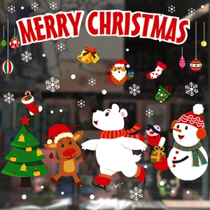 Christmas window decals set with Santa, reindeer and snowman for holiday glass decoration