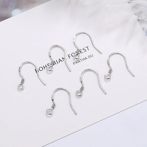 Set of six S925 sterling silver French ear hooks for DIY jewelry making on white card
