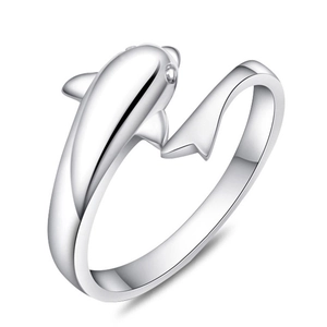 Mode 925 Sterling Zilver Open Ring Voor Vrouwen Leuke Dolfijn Verstelbare Vingerring Sieraden Cadeau