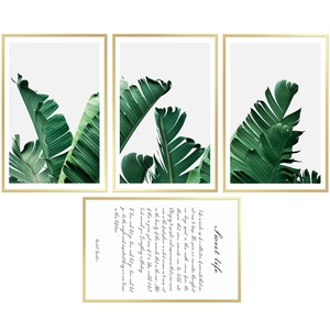 Adesivi Murali in PVC Moderno Nordico Con Foglie di Banana Tropicale e Citazione Sweet Life Decorazione per Soggiorno Camera