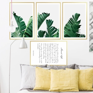 Set di 4 quadri botanici moderni con cornici dorate per decorazione camera da letto