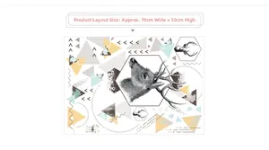 Nordic geometric deer wall sticker layout diagram measuring about 70cm width by 50cm height