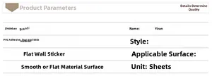 Detailed material specifications for self-adhesive PVC wall stickers with banana leaf design