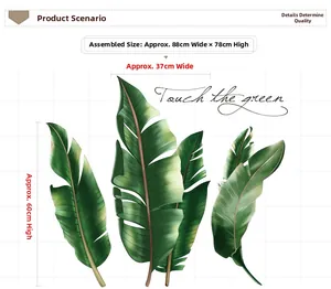 Tableau des tailles détaillé pour stickers muraux feuilles tropicales mesurant 88cm x 78cm
