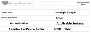 Detailed specification sheet for self-adhesive PVC geometric wall sticker for smooth surfaces