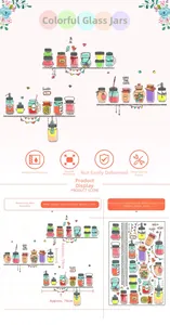 Waterproof kitchen wall decal featuring hand-painted colorful mason jars and juice bottles