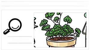 Detail van de muursticker met groene planten met weelderige bladeren en artistieke stijl