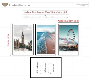 Détail de stickers muraux de Londres 4 pièces avec Big Ben et London Eye, taille 93x76cm