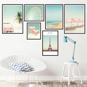 Pink Fresh Landscape Wall Stickers PVC Multiple Patterns DIY Decorative Decals For Bedroom Living Room Minimalist Home Decor