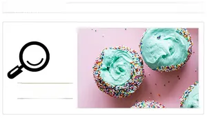 Détail du sticker mural cupcake avec glaçage bleu clair et granulés colorés sur fond rose