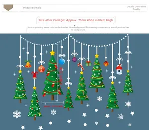 Christmas window stickers set with colorful trees and bells, 9-color double-sided print