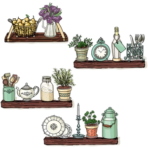 Handgeschilderde bloemenplank muurstickers met vintage decor illustraties voor slaapkamer