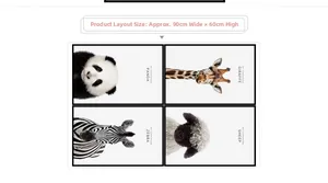 Set of four minimalist self-adhesive animal wall stickers featuring a panda and giraffe