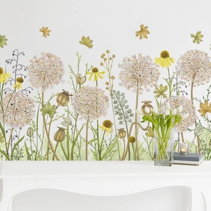 Vintage floral self-adhesive wall stickers with wildflowers for living room wall decor