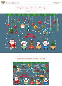 Vue macro détaillée montrant la mise en page originale 90x60cm des stickers de Noël